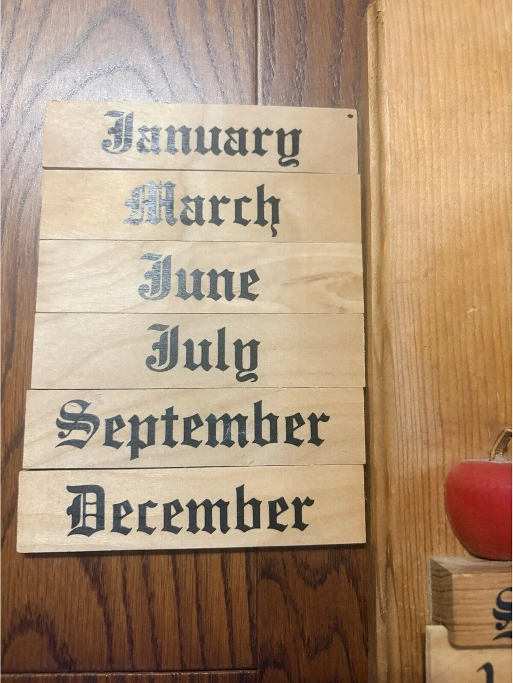 Vtg Wooden Perpetual Calendar Wall Hanging Farmhouse Cottagecore Folk Art